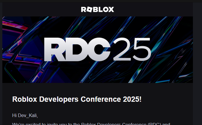 kalisojir_'s tweet photo. RDC 2025! #RDC25 #Roblox #RobloxDev ._. https://t.co/Ez8y3hrxyp
