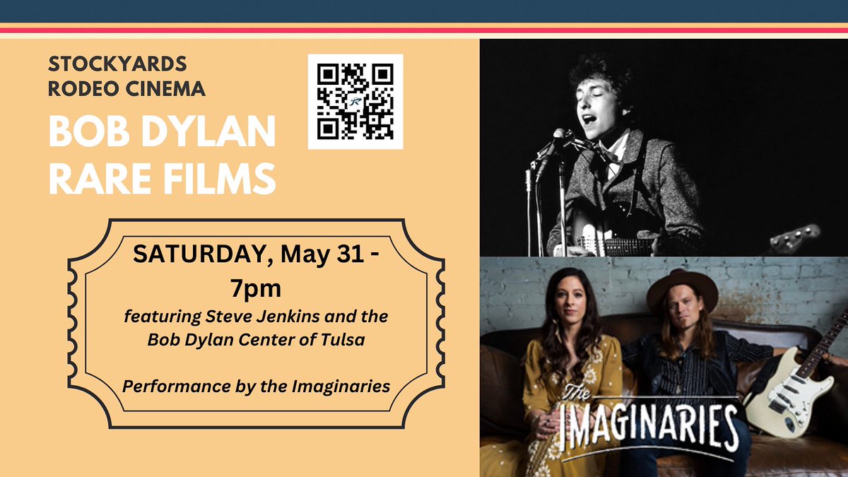 The Imaginaries (@imaginariesband) on Twitter photo Come out to Stockyards @rodeocinema May 31st for a special event we’ll be a part of! Check out this Bob Dylan doc plus Steve Jenkins from the <a href="/bobdylancenter/">Bob Dylan Center</a> will be there to speak and we’ll be playing a mix of <a href="/imaginariesband/">The Imaginaries</a> and <a href="/bobdylan/">Bob Dylan</a> songs! 7 pm rodeocinema.org/events/bobdyla… Come out to Stockyards @rodeocinema May 31st for a special event we’ll be a part of! Check out this Bob Dylan doc plus Steve Jenkins from the <a href="/bobdylancenter/">Bob Dylan Center</a> will be there to speak and we’ll be playing a mix of <a href="/imaginariesband/">The Imaginaries</a> and <a href="/bobdylan/">Bob Dylan</a> songs! 7 pm rodeocinema.org/events/bobdyla…