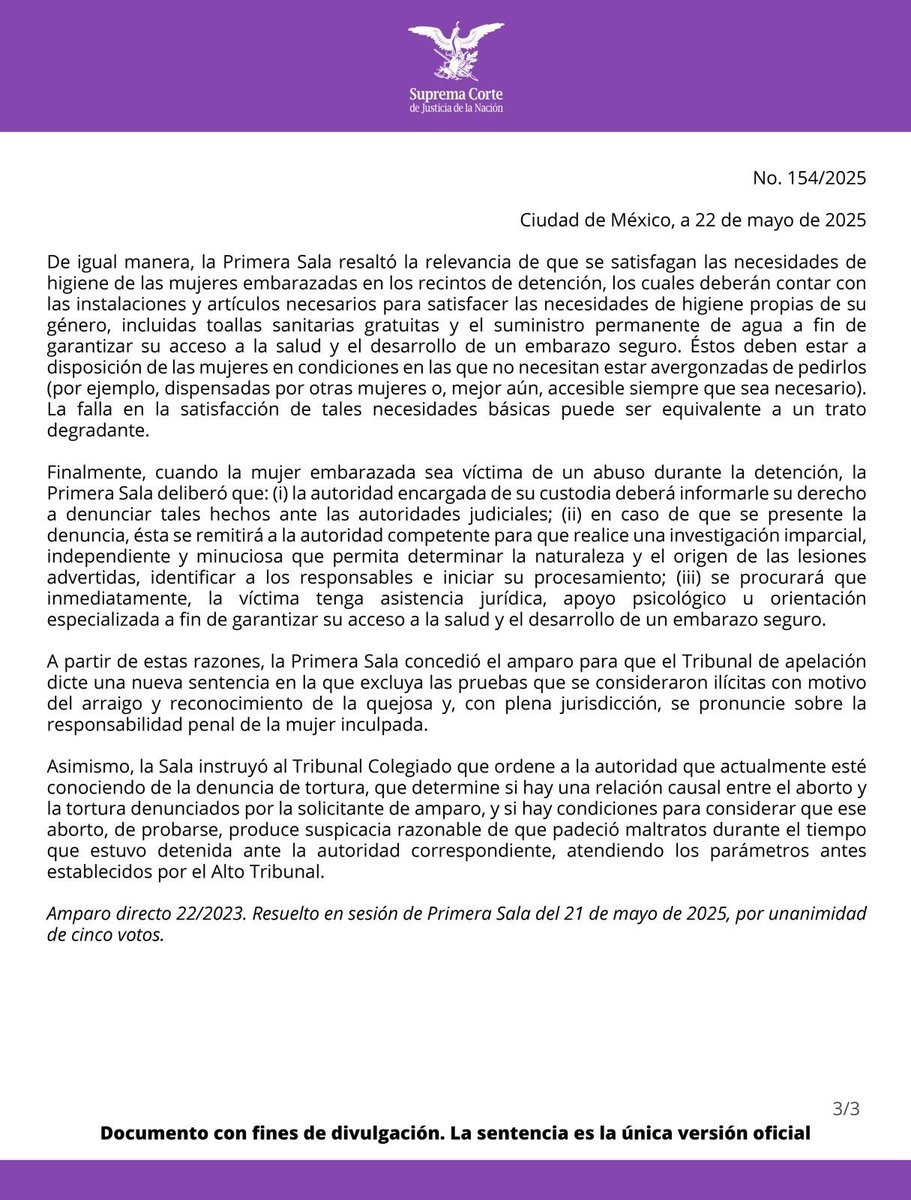 La #PrimeraSalaSCJN establece parámetros a considerar para resolver denuncias sobre actos de tortura que derivan en aborto forzado de mujeres embarazadas detenidas o sujetas a proceso penal.
acortar.link/uG3rxy