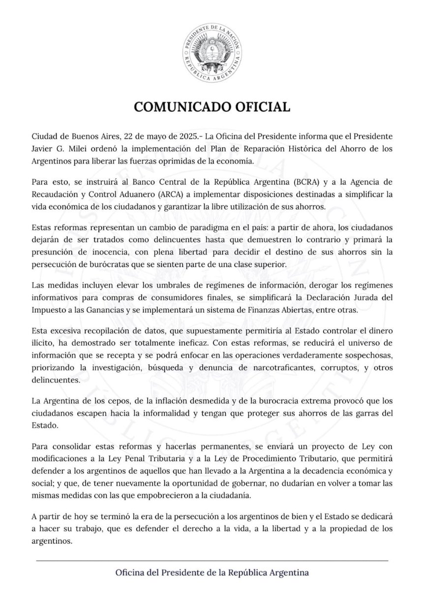 Milei reinstaura en Argentina el principio básico de presunción de inocencia en materia fiscal…

Los contribuyentes no serán tratados como delincuentes ni tendrán que demostrar su inocencia ante Hacienda

LLORO! 🥺🥺🥺
