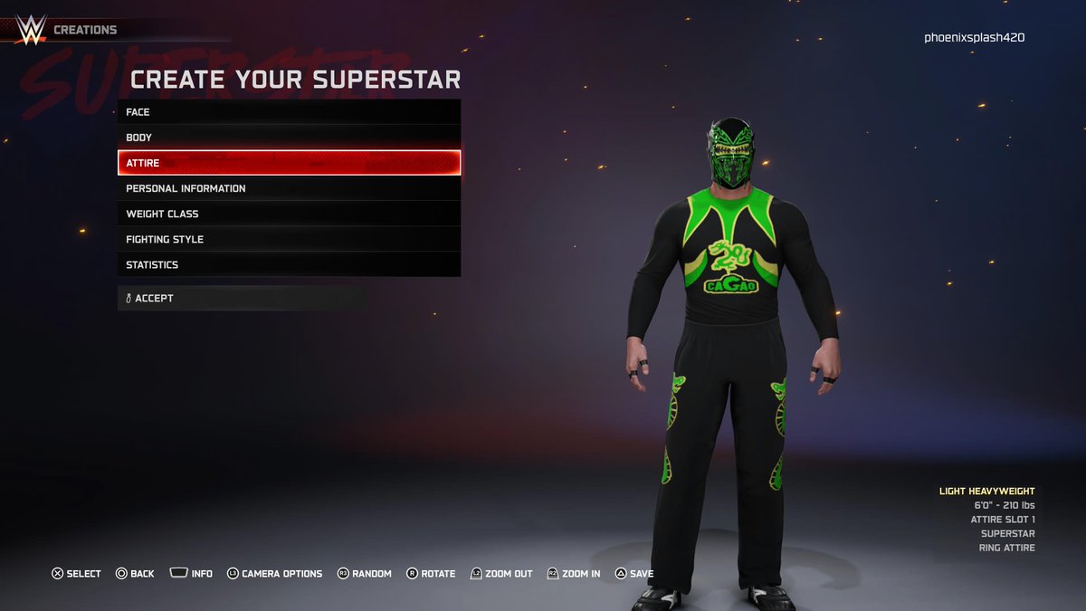 SplashPhoenix's tweet image. Available now on ps5 community creations! Big Thanks to my old friend @Friedful all logos appear courtesy of him . I have many more old school PWG and Revolution Pro(California) caws on the way. This caw does require some unlockables. Moveset by me #wwe2k25 #pwg #super #dragon
