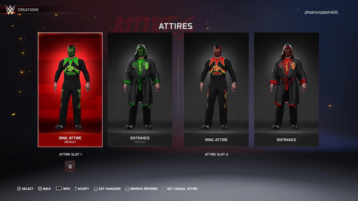 SplashPhoenix's tweet image. Available now on ps5 community creations! Big Thanks to my old friend @Friedful all logos appear courtesy of him . I have many more old school PWG and Revolution Pro(California) caws on the way. This caw does require some unlockables. Moveset by me #wwe2k25 #pwg #super #dragon