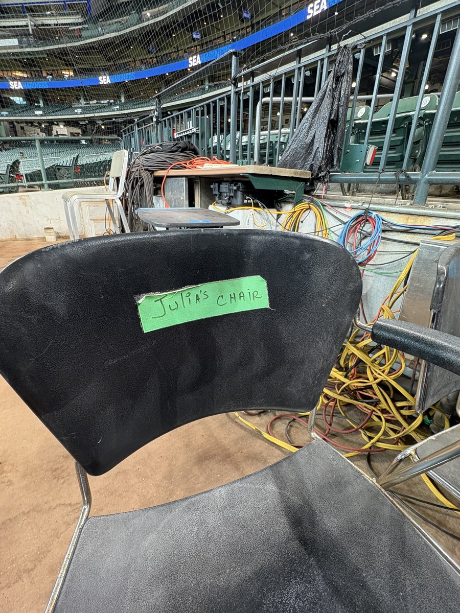 My seat for the next four games…I’ll keep it warm for ya, <a href="/JuliaMorales/">Julia Morales</a> ❤️