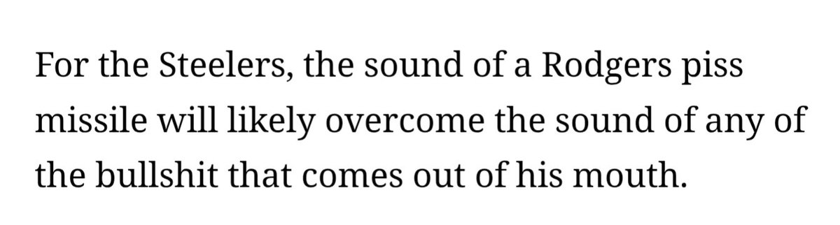 God I love Mike Florio. The absolute SNARK at how crazy Rodgers has become is so delicious.

The final paragraph... I'm freaking dead.

Never change, Mike. Please.