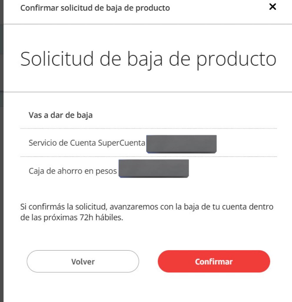 Los genios de <a href="/Santander_Ar/">Santander Argentina</a> te preguntan varias veces si vas a dar de baja la cuenta y luego te traban el botón final. Le das 30 clics y nada. Argentina, siempre igual.