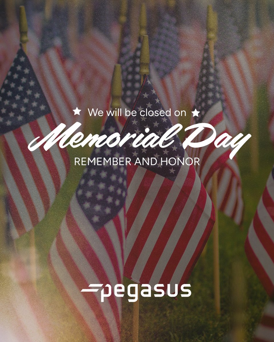 PegasusCasters's tweet image. In honor of Memorial Day, Pegasus Wheels and Casters will be closed on Monday, May 26th as we remember and pay tribute to the brave men and women who made the ultimate sacrifice for our country.
#MemorialDay #PegasusCasters #WeRemember #HonoringHeroes