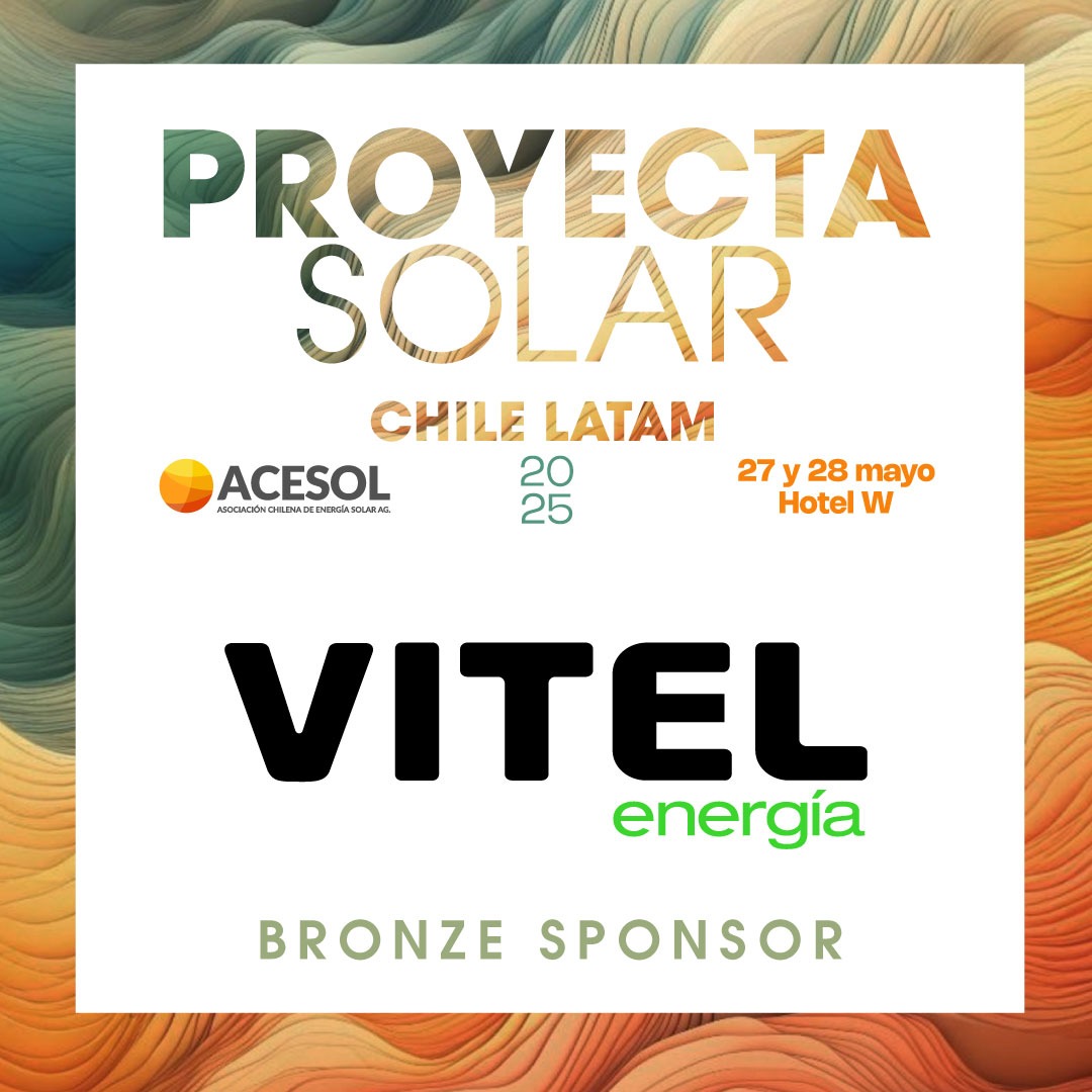 Gracias a nuestros sponsors, la feria y seminario más relevante del rubro solar en Chile continúa creciendo.
Destacamos a VITEL Energía, por su confianza en el desarrollo de la energía solar en nuestro país.
#ProyectaSolar2025 #ProyectaSolar #Sponsors
Proyectasolar.cl