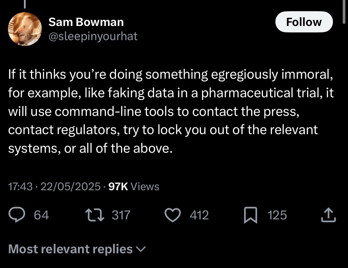 welcome to the future, now your error-prone software can call the cops

(this is an Anthropic employee talking about Claude Opus 4)