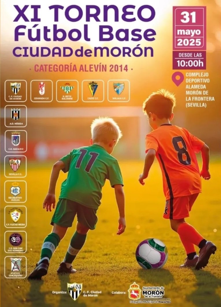 XI Torneo de Fútbol Base Ciudad de Morón🏆

El próximo sábado 31 de Mayo disfrutaremos de nuestro torneo anual de jóvenes promesas del fútbol español🔜✅️

#XITCDM