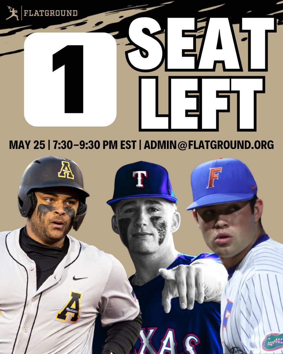 FLATGROUND Hitting (@flatgroundbats) on Twitter photo π¨ Only 1 seat left for the Flatground Recruiting Seminar happening this Sunday night! This live Zoom session is free, but families must apply to attend. Email admin@flatground.org for details. π¨ Only 1 seat left for the Flatground Recruiting Seminar happening this Sunday night! This live Zoom session is free, but families must apply to attend. Email admin@flatground.org for details.