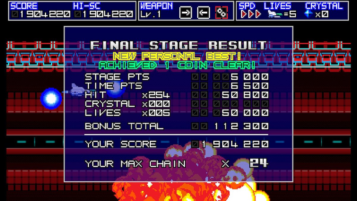 retrobro8's tweet image. Today it's the turn to celebrate the release of Blaze of Storm's demo with the #1cc on #TerraFlame's Expert mode. I'm specially fond of Terarin's #shmups since Missile Dancer and Moon Dancer were my first "proper" 1cc's on this genre. I'm somewhat proud to point to the fact that