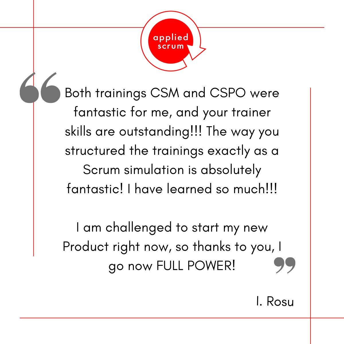 Simulating Scrum is the best way to learn Scrum! Take it from our students who know! 😄