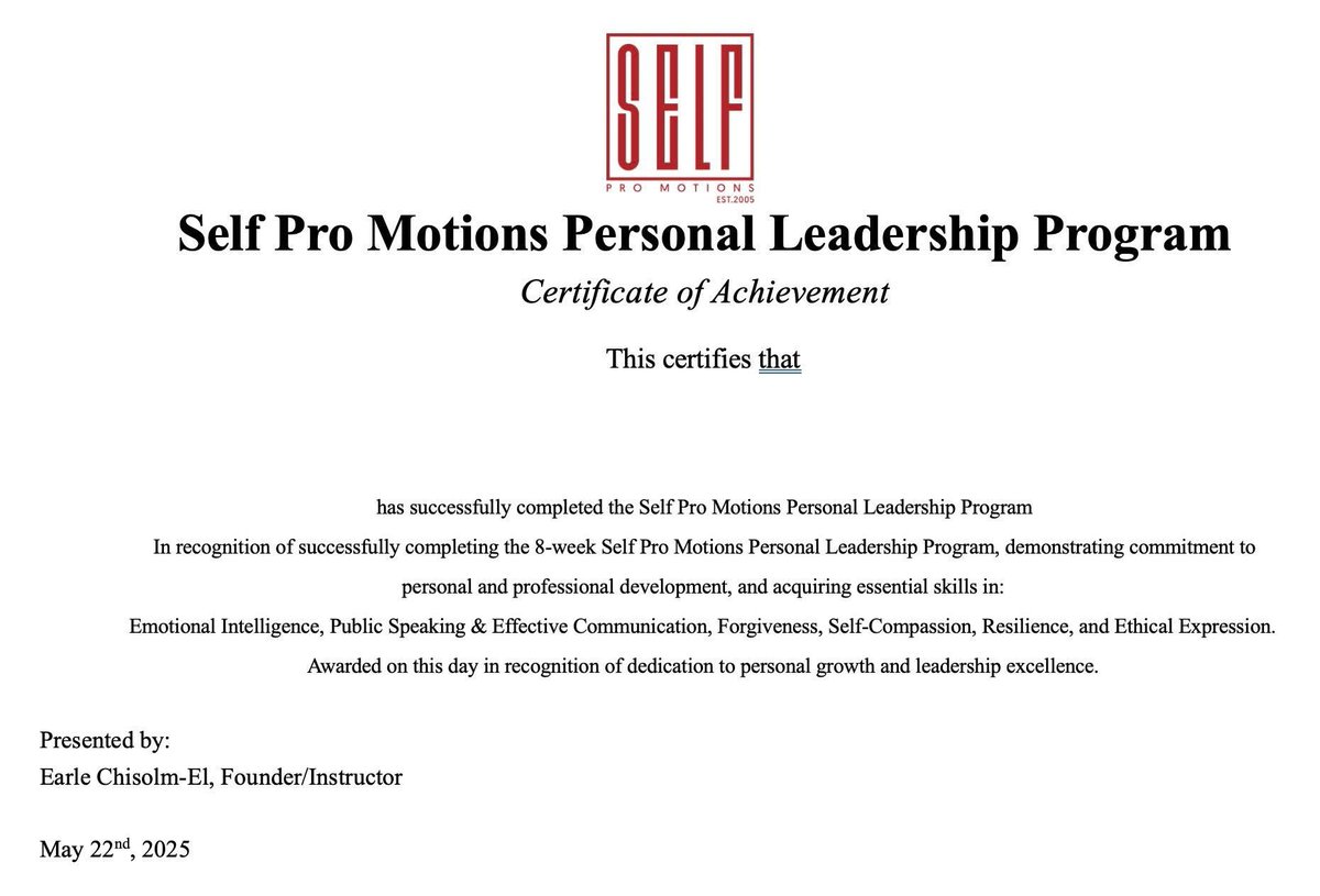 Congrats to our Chicago CRED participants for completing the 8-week Self Pro Motions Personal Leadership Program! 🌟 Over two months, they developed skills in Emotional Intelligence, public speaking, and resilience.