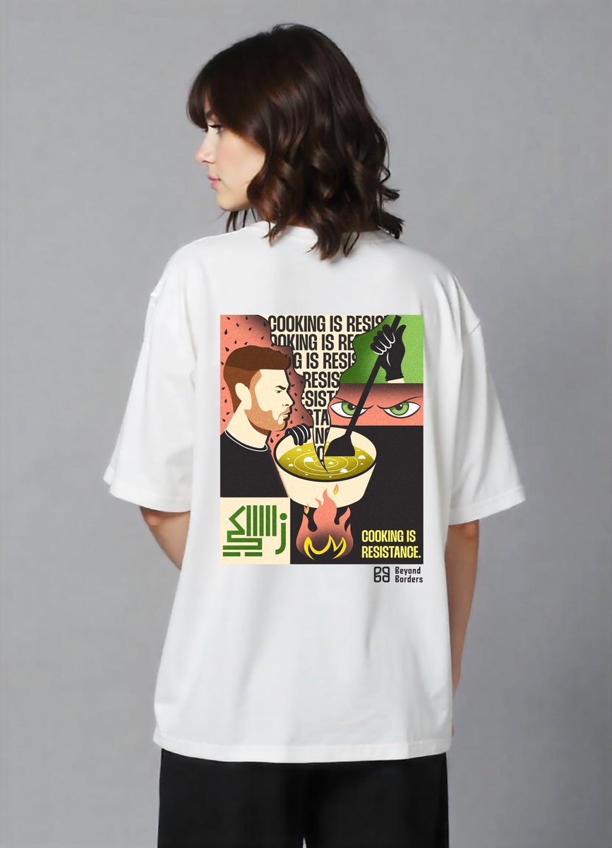 BeyondBordersIE's tweet image. From the kitchen to the cause
In Gaza, even a pot of soup can spark resistance.
This tee honors the spirit of cooking as an act of love, memory, and defiance — inspired by the fearless flavors of @Hamadashoo
Cooking is resistance. Always has been. 🍉🔥🇵🇸
LINK IN BIO