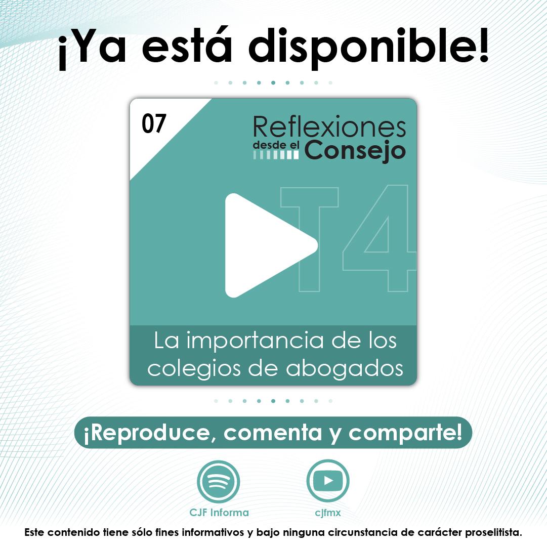 🔹 #ReflexionesDesdeElConsejo | Nuevo episodio disponible 🎧
🎙️ “La importancia de los colegios de abogados”
Rodrigo Brito Melgarejo analiza el papel fundamental de los colegios de abogados en México.
Escúchalo aquí 👉  spoti.fi/439MdxH