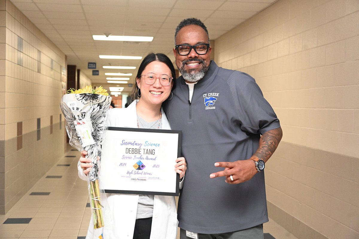 TheMs_B's tweet photo. Join us in celebrating @CyFairISD's 2025 High School Science Teacher of the Year from @cycreekhs, Debbie Tang! https://t.co/FAnH7mcCDI