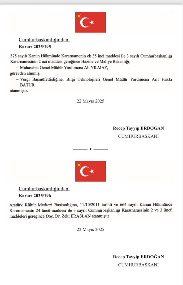 23 Mayıs tarihli atama kararnamesi yayımlandı.