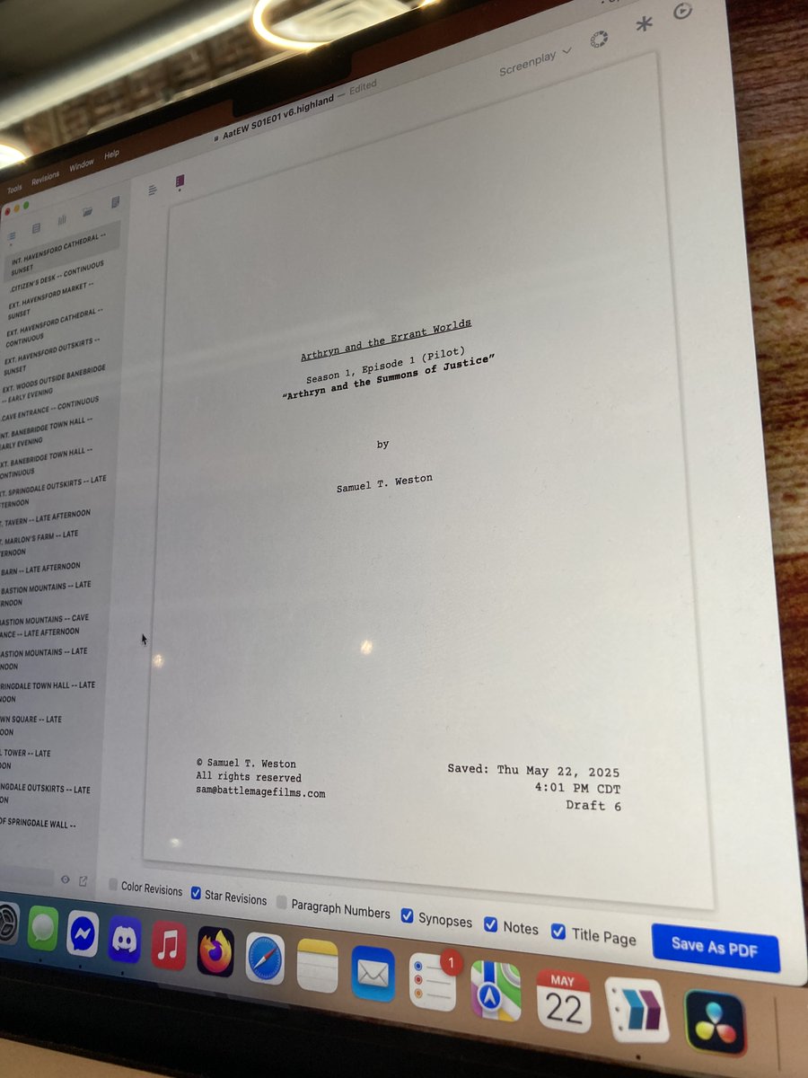 Finished a new draft of a pilot #screenplay! Now to let it sit for the long weekend and come back in to do my own revisions pass, because THIS ONE'S A CHONKER! (Supposed to be half-hour, but it's 36 pages.)