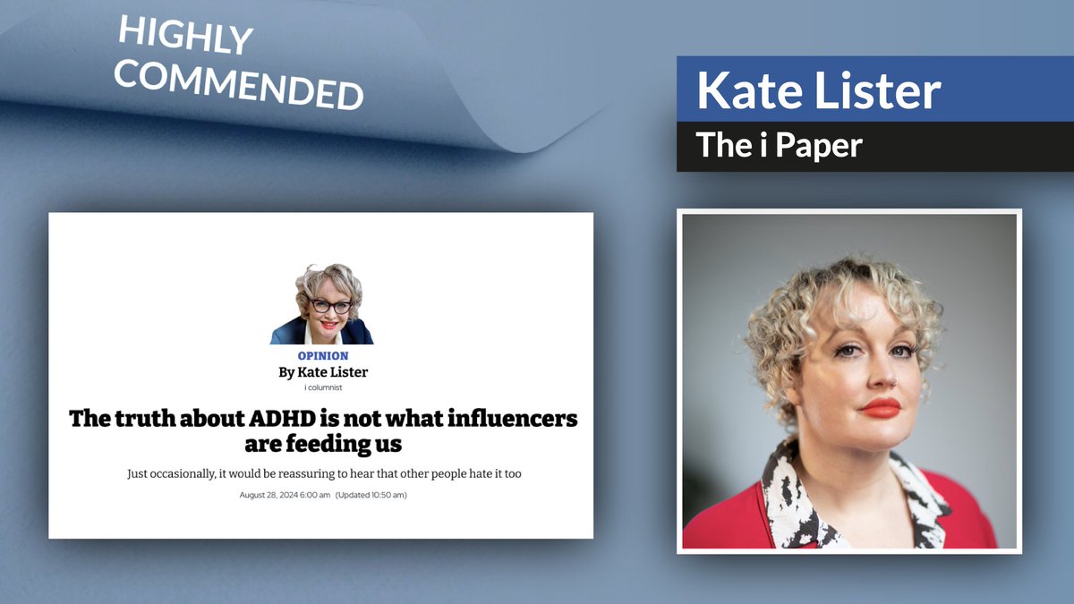 The Press Awards (@pressawardsuk) on Twitter photo Congratulations to Kate Lister from <a href="/theipaper/">The i Paper</a> for being awarded highly commended in Broadsheet Columnist of the Year at The Press Awards 2025! Congratulations to Kate Lister from <a href="/theipaper/">The i Paper</a> for being awarded highly commended in Broadsheet Columnist of the Year at The Press Awards 2025!