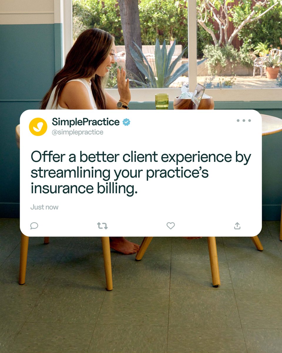 Insurance billing doesn’t have to be a headache.

With SimplePractice, streamline claims and payments so you can focus on what you do best, caring for your clients.

#SimplePractice #Insurance #EHR #Billing #Claims #TherapyTools #PrivatePractice