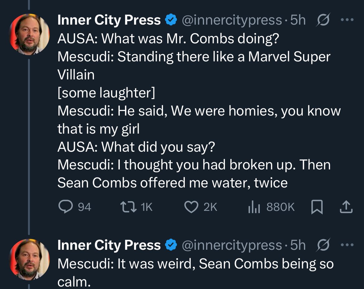 Let me start by saying there is nothing funny about the reason Sean Combs is on trial….

I just need to know why Kudi specifically said a Marvel villain.