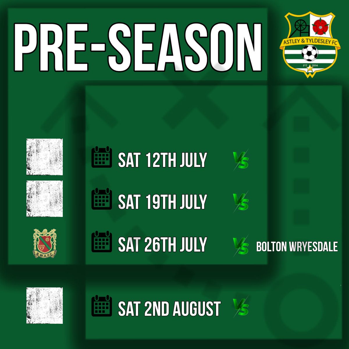AandT_FC's tweet photo. So with Pre Season on the horizon  at @AandT_FC we are looking for teams to  play. If you have any availability please send us a DM https://t.co/cXA6KpE5rJ