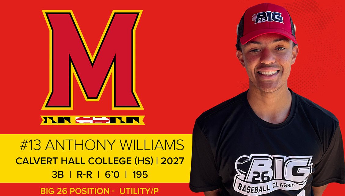 Big 26 Baseball Classic® (@big26baseball) on Twitter photo 🟥MD PLAYER SPOTLIGHT🟥
#13 Anthony Williams
Calvert Hall College (HS) | Utility/P
Anthony & Team MD head to Harrisburg to face Team PA at FNB Field on August 1-3. 🔗big26.com for links to ✔️Scout RSVP, 🎟️Fan Tix & 📧E-News 🟥MD PLAYER SPOTLIGHT🟥
#13 Anthony Williams
Calvert Hall College (HS) | Utility/P
Anthony & Team MD head to Harrisburg to face Team PA at FNB Field on August 1-3. 🔗big26.com for links to ✔️Scout RSVP, 🎟️Fan Tix & 📧E-News