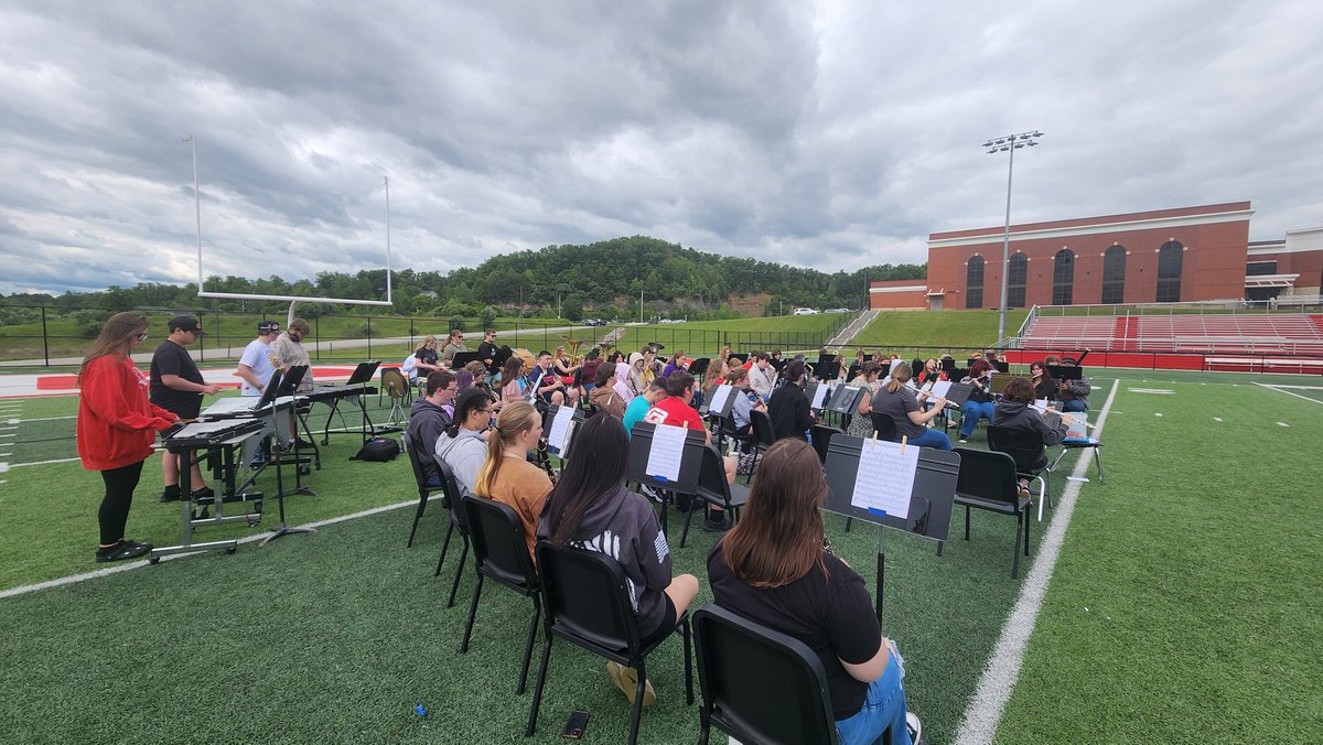 BCHS_Mr_J's tweet photo. Theses kids are working right up to the very end! The Boyd County Band rehearsed with the graduating class of 2025 this morning and Mr. Denkins and the BCHS drum line are preparing for the fall of 2025 this afternoon! #bestbandintheland https://t.co/vfP28GItm9