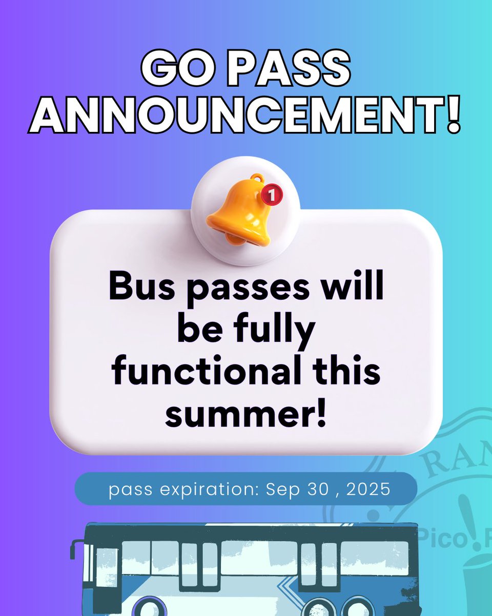 Attention all Go Pass users🚍❗❗❗

Your bus passes will be fully functional this summer and ready to be used for summer school and other adventures!