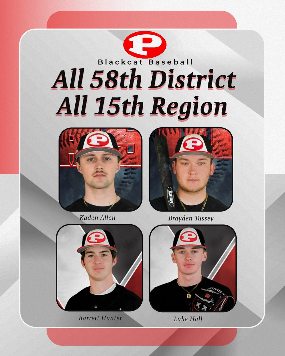 Congratulations to these guys for earning their spot on the All-District and All-Region teams. Seniors Kaden Allen and Brayden Tussey. Sophomores Barrett Hunter and Luke Hall. #HailBlackcats