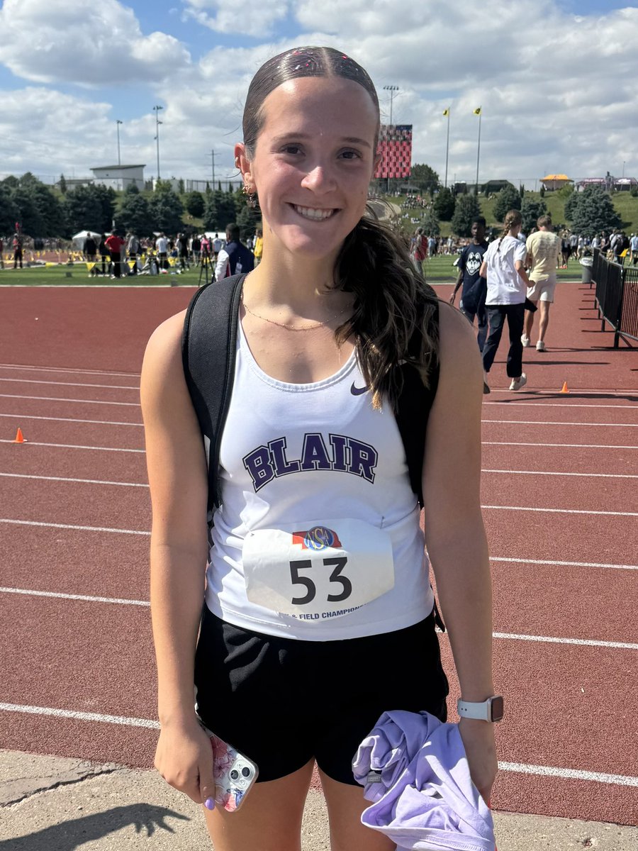 BLAIR Track & Field (@blairtrackteam) on Twitter photo Kate runs 5:31.95 in the 1600 Meter Run!! That’s a NEW PR and moves her into 6th on our Top Ten Charts!!
Congrats <a href="/kwulfk1/">Kate</a> - great race!!
#BlairBears <a href="/BHSBlair/">Blair High School</a> <a href="/EntPubSports/">Washington County Enterprise Sports</a> Kate runs 5:31.95 in the 1600 Meter Run!! That’s a NEW PR and moves her into 6th on our Top Ten Charts!!
Congrats <a href="/kwulfk1/">Kate</a> - great race!!
#BlairBears <a href="/BHSBlair/">Blair High School</a> <a href="/EntPubSports/">Washington County Enterprise Sports</a>