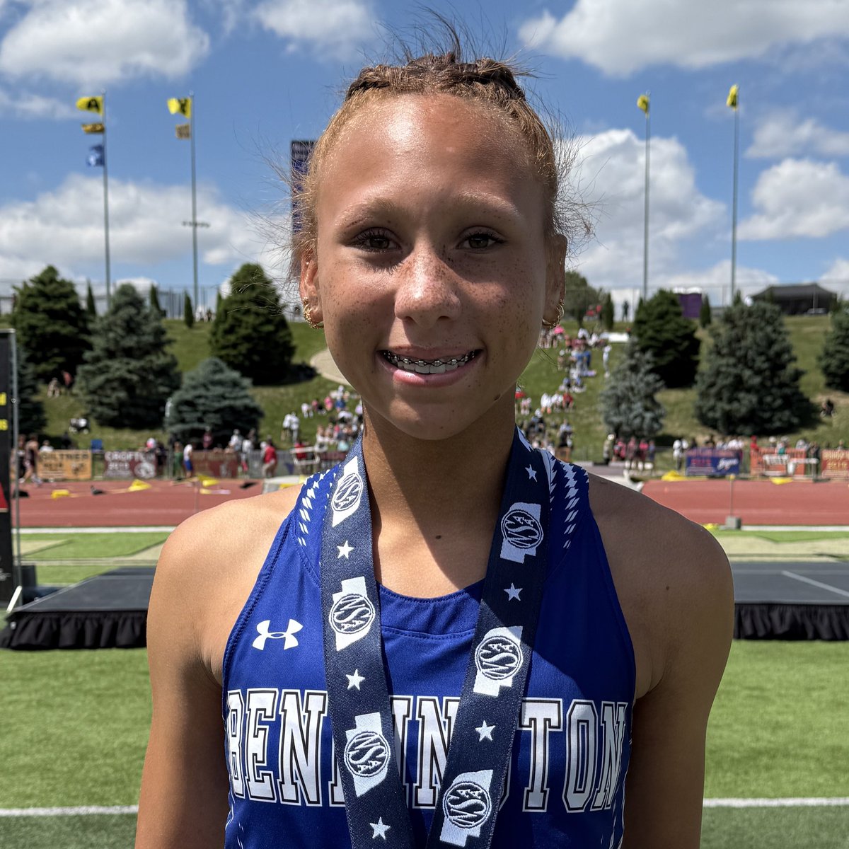 2025 NSAA State Track &amp; Field Champions:

⚪️ A Girls High Jump: Claire Hellbusch (Lincoln North Star)
⚪️ B Boys Discus: Noah Rau (Chase County)
⚪️ A Girls Shot Put: Alexa Jacobsen (Kearney)
⚪️ B Girls Triple Jump: Kiana Pierre (Bennington)