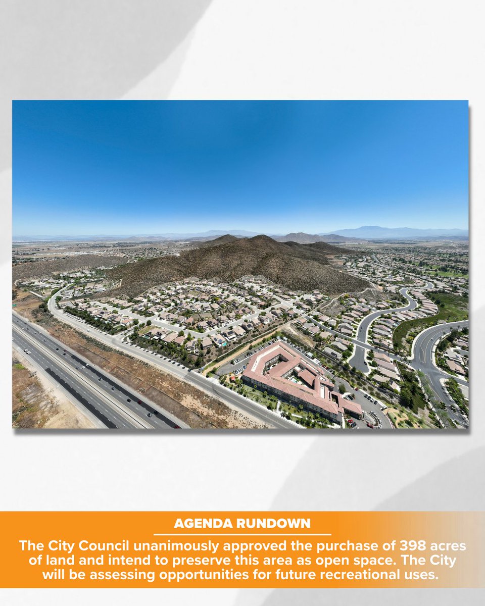 Menifee’s Agenda Rundown highlights a few key items from our May 21, 2025 City Council Meeting.📝

Tune in live or watch past meetings on Menifee TV (cityofmenifee.us/MenifeeTV) or the City of Menifee’s YouTube Channel. 👀
