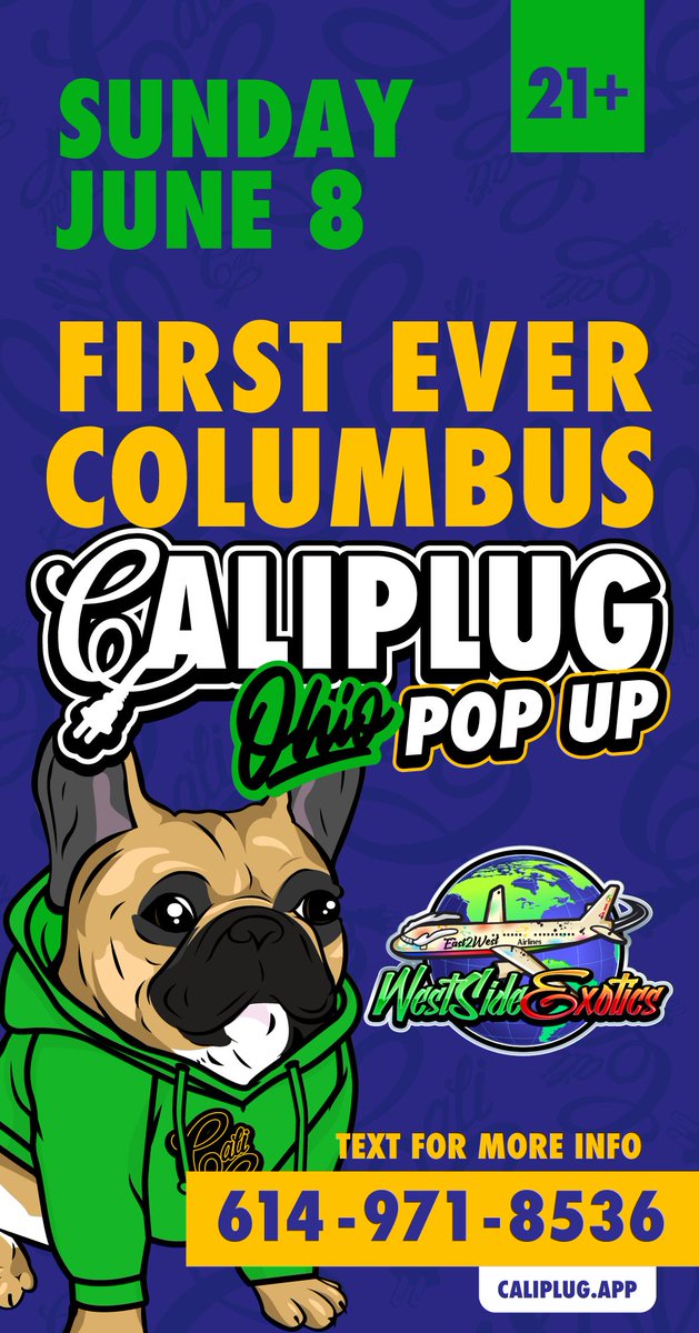CaliPlug's tweet photo. CaliPlug is popping up in Columbus, OH on June 12th

Get the best Cali smoke direct in Ohio!

Text 614-971-8536 to verify and get more info!

#CaliPlug #CBONB #CaliBudOrNoBud #Columbus #Ohio #OHPopup #CaliFlavs #GoodSmoke https://t.co/dsUAFXXwh4