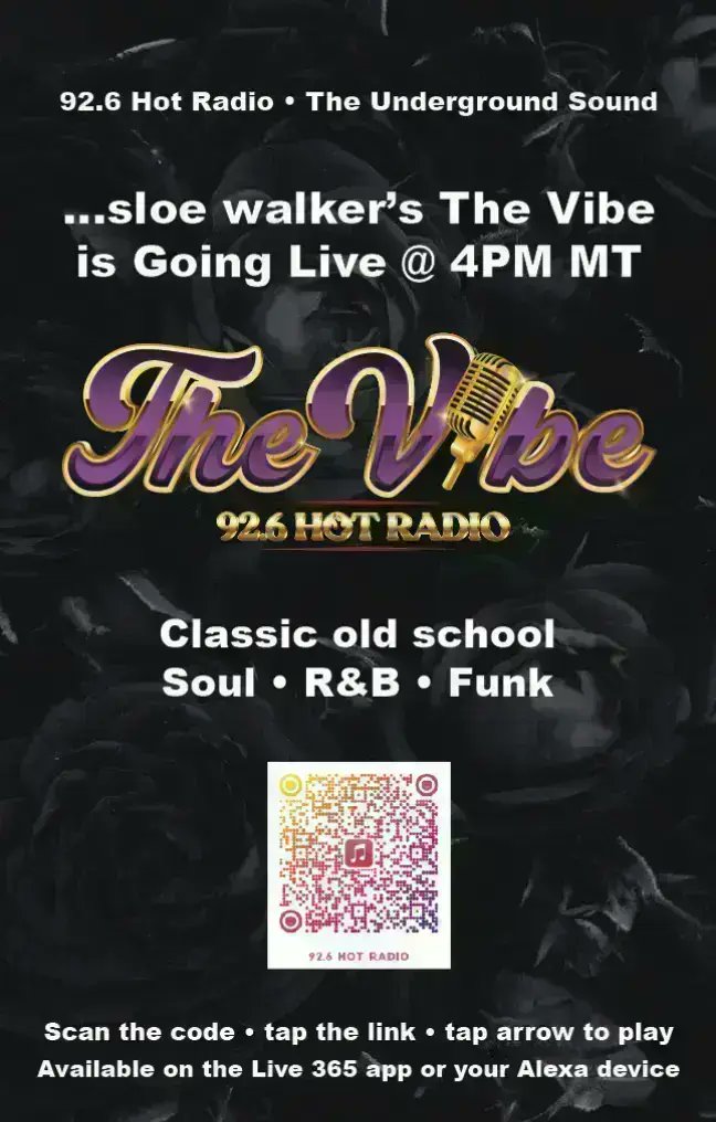 deeve_l's tweet photo. Sloe Walker is Live with The Vibe 92.6 Hot Radio 📻 The Underground Sound @ 4- 7pm MT today.  Throwback Thursday is here again and Sloe Walker will be Live bringing you the classic sounds of R&amp;B,  Funk so Lock into 92.6 💥🔥👀😎!! https://t.co/6rT5PU42TU