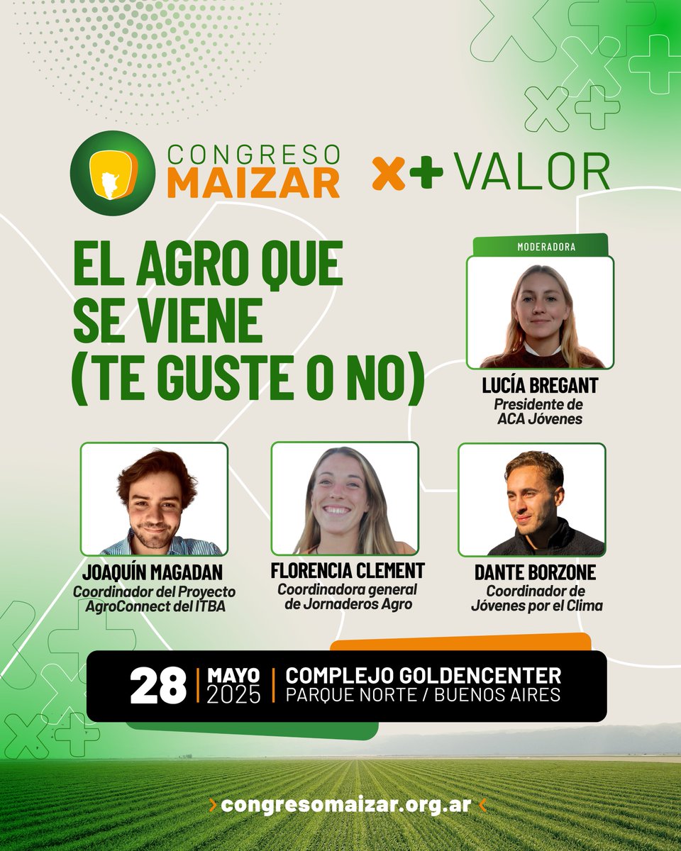 🤔¿Alguien se detuvo a escuchar a las nuevas generaciones? 

Este panel es una charla real, sin filtros, con jóvenes que ya son protagonistas del cambio en el #agro 🌽

Motivaciones, desafíos y puentes entre generaciones.    

28/5 #CongresoMAIZAR2025 🔗congresomaizar.org.ar