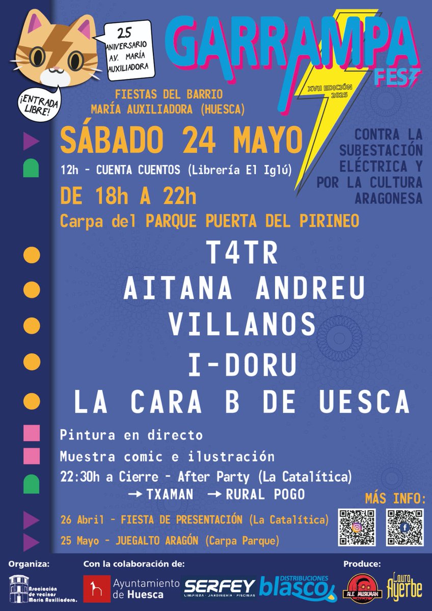 Este sábado 24 actuaremos por primera vez en el Garrampa Fest de Huesca ⚡ 

Nos vemos en el Parque Puerta del Pirineo a partir de las 18h con un montón de actividades, artistas y música en directo 🩷✨