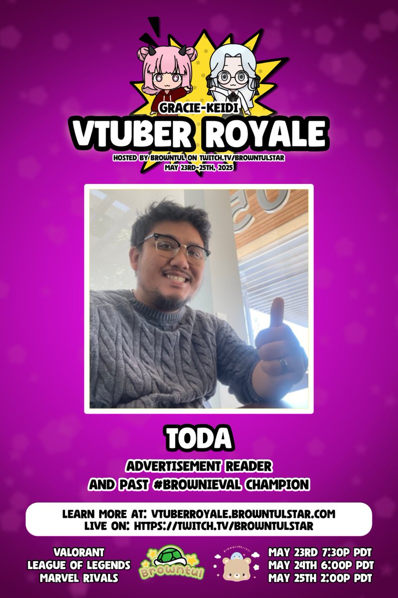 #BrownieVAL / Browntul's Events (@brownieval) on Twitter photo 🎙️The Legendary Ad Reader Appears!🎙️
Ad reader <a href="/Das_TODA/">KZO Das_Toda</a> makes a return... as the advertisement reader?!
This former #BrownieVAL Champion knows what it takes to win it all, and he wants you to win too by subscribing to... wait, let's save the ad for the next post...
✉️ 🎙️The Legendary Ad Reader Appears!🎙️
Ad reader <a href="/Das_TODA/">KZO Das_Toda</a> makes a return... as the advertisement reader?!
This former #BrownieVAL Champion knows what it takes to win it all, and he wants you to win too by subscribing to... wait, let's save the ad for the next post...
✉️