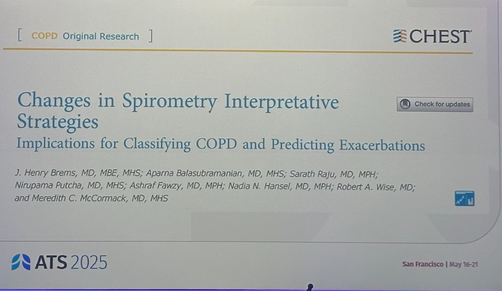 georgepapadapol's tweet photo. #ATS2025 Pearls:
Clinical Year in Review on Pulmonary Function Testing:

1. Clinical implications of switching  to race-
neutral reference  equations in Spirometry:

-This study analyzed data from 13,324 clinical pulmonary function results in White and Black individuals and showed that the use of race-neutral 
z-scores for spirometry were more strongly associated with clinical risk of exacerbations and hospitalizations for COPD. 

-These findings support that the recent changes to PFT interpretation align well with disease risk

-More Black than White patients showed a change in severity classification between approaches when using % predicted thresholds (20.2% vs 6.1%), but not with z score thresholds (12.6% vs 12.3%)

-On a population level, % predicted values do not provide a uniform distribution at every age, and so their use to define severity levels may overestimate severity of impairment in older compared with younger adults relative to z scores

-An increased severity classification with a race-
neutral approach was associated with increased
risk of exacerbation when using z-score thresholds (OR, 2.34; 95% CI, 1.51-3.63), but not when using % predicted thresholds (OR, 1.08; 95% CI, 0.61-1.93)

-A decreased severity classification with a race-
neutral approach was associated with lower risk
of exacerbation with both %predicted (OR, 0.49;
95% CI, 0.28-0.87) and z-score (OR 0.67; 95% CI,
0.50-0.90) thresholds

-This study showed that  Global equations doesn't misclassifying White individuals
👉https://t.co/21WQlrrI7d