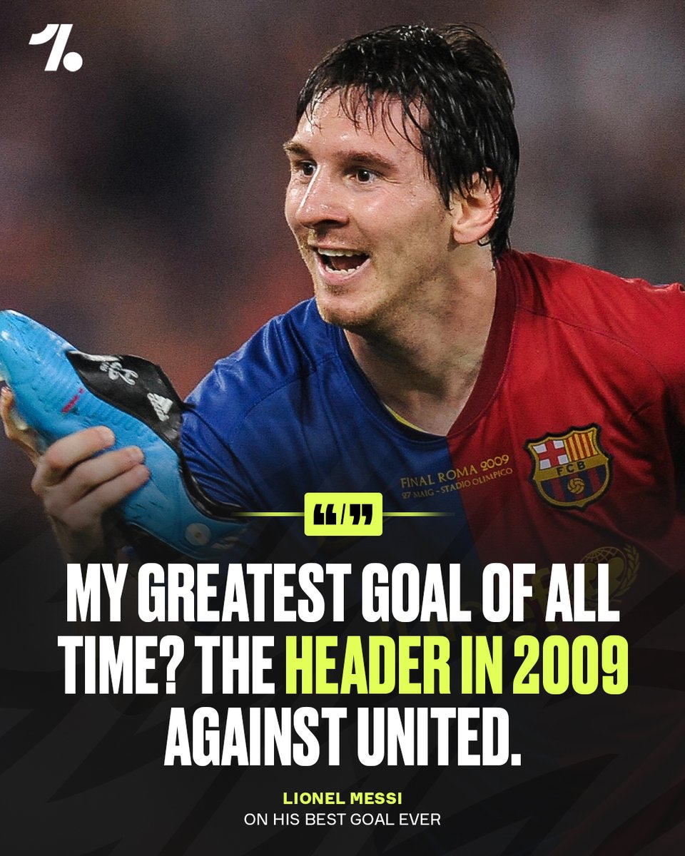 OneFootball's tweet photo. Lionel Messi's greatest goal of all time has been answered ⚽🏆

🗣️ 'My greatest goal of all time? The header in 2009 against United. Because of what it meant and it crowned an unforgettable year' https://t.co/8QII8Udoml