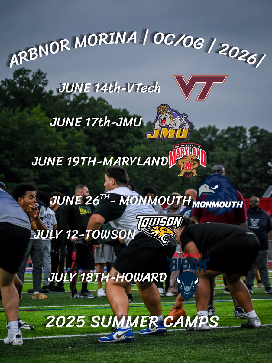 Arbnor Morina (@arbnorm_fb) on Twitter photo finished up my camp circuit for this summer, cant wait to go out and show everyone what i got!
<a href="/CoachLA73/">Arthur L.A. Ray</a>
<a href="/CoachKolt/">Alex Kolt</a>
<a href="/Coach_Smith61/">Coach Chris Smith</a>
<a href="/coachbraswell/">Brian Braswell</a>
<a href="/CoachBGabriel/">CoachBrianGabriel</a>
<a href="/CoachMooreVT/">Coach Matt Moore</a>
<a href="/_Holland86/">COACH HOLLAND</a> <a href="/CoachRBaird/">Coach Baird</a> <a href="/carljfred/">Carl Frederick</a> <a href="/PrepRedzoneVA/">Prep Redzone Virginia</a> <a href="/ophsfootball/">Osbourn Park Football</a> <a href="/WillVapreps/">Will Vapreps Garlick</a> <a href="/CoachBehonick/">Anthony Behonick</a> finished up my camp circuit for this summer, cant wait to go out and show everyone what i got!
<a href="/CoachLA73/">Arthur L.A. Ray</a>
<a href="/CoachKolt/">Alex Kolt</a>
<a href="/Coach_Smith61/">Coach Chris Smith</a>
<a href="/coachbraswell/">Brian Braswell</a>
<a href="/CoachBGabriel/">CoachBrianGabriel</a>
<a href="/CoachMooreVT/">Coach Matt Moore</a>
<a href="/_Holland86/">COACH HOLLAND</a> <a href="/CoachRBaird/">Coach Baird</a> <a href="/carljfred/">Carl Frederick</a> <a href="/PrepRedzoneVA/">Prep Redzone Virginia</a> <a href="/ophsfootball/">Osbourn Park Football</a> <a href="/WillVapreps/">Will Vapreps Garlick</a> <a href="/CoachBehonick/">Anthony Behonick</a>