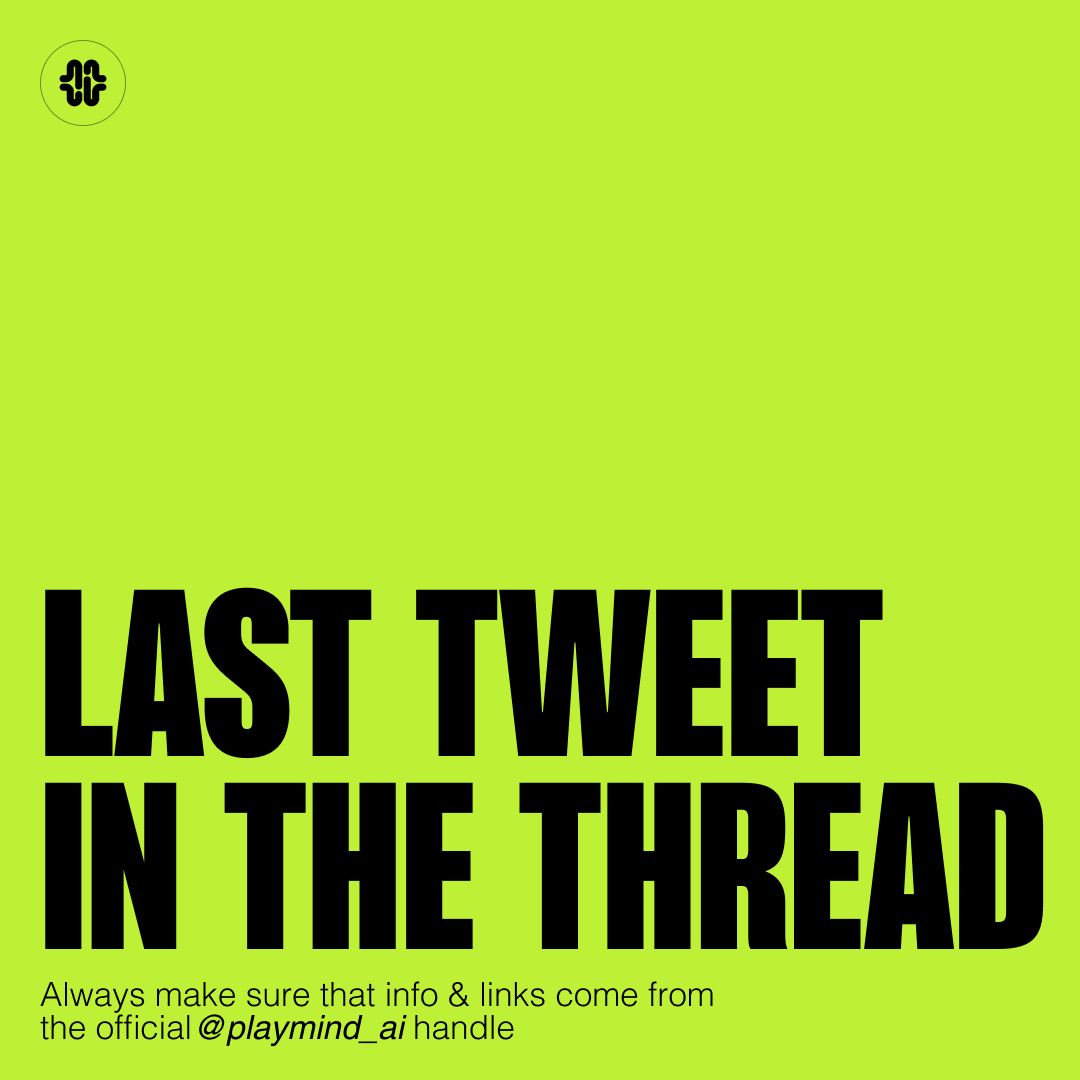 <a href="/AdrianKrion/">Adrian Krion</a> Join us and be part of the AI x gaming revolution↓

[OFFICIAL LINKS]

>SOL CA: 49UseCTadQcTQNeqpKJHbZgBXRSiLGuJZRfePQkTbonk 

>Website: PlayMind.ai

>Discord: discord.gg/playmind 

>Telegram: t.me/playmindoffici…