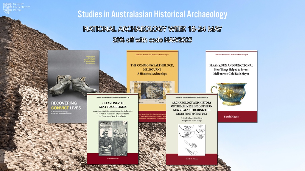 SydneyUniPress's tweet photo. National Archaeology Week is 18-24 May!

Get 20% off SUP archaeology titles with the code: NAW2025

Browse our archaeology titles here: https://t.co/AT4lj4lpTS

#sydneyunipress #archaeology #NAW2025 https://t.co/g7pUMYbitf