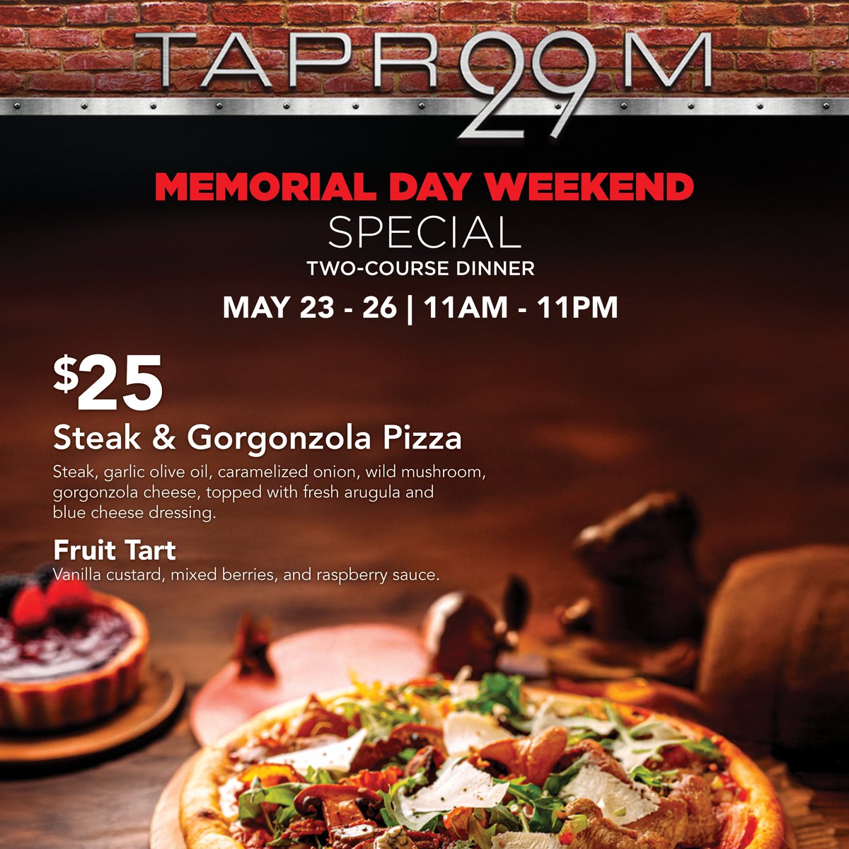 🇺🇸 Memorial Day Weekend Special at Taproom 29! 🍻
Come raise a glass and honor the weekend with us! 

#Taproom29 #Spotlight29Casino