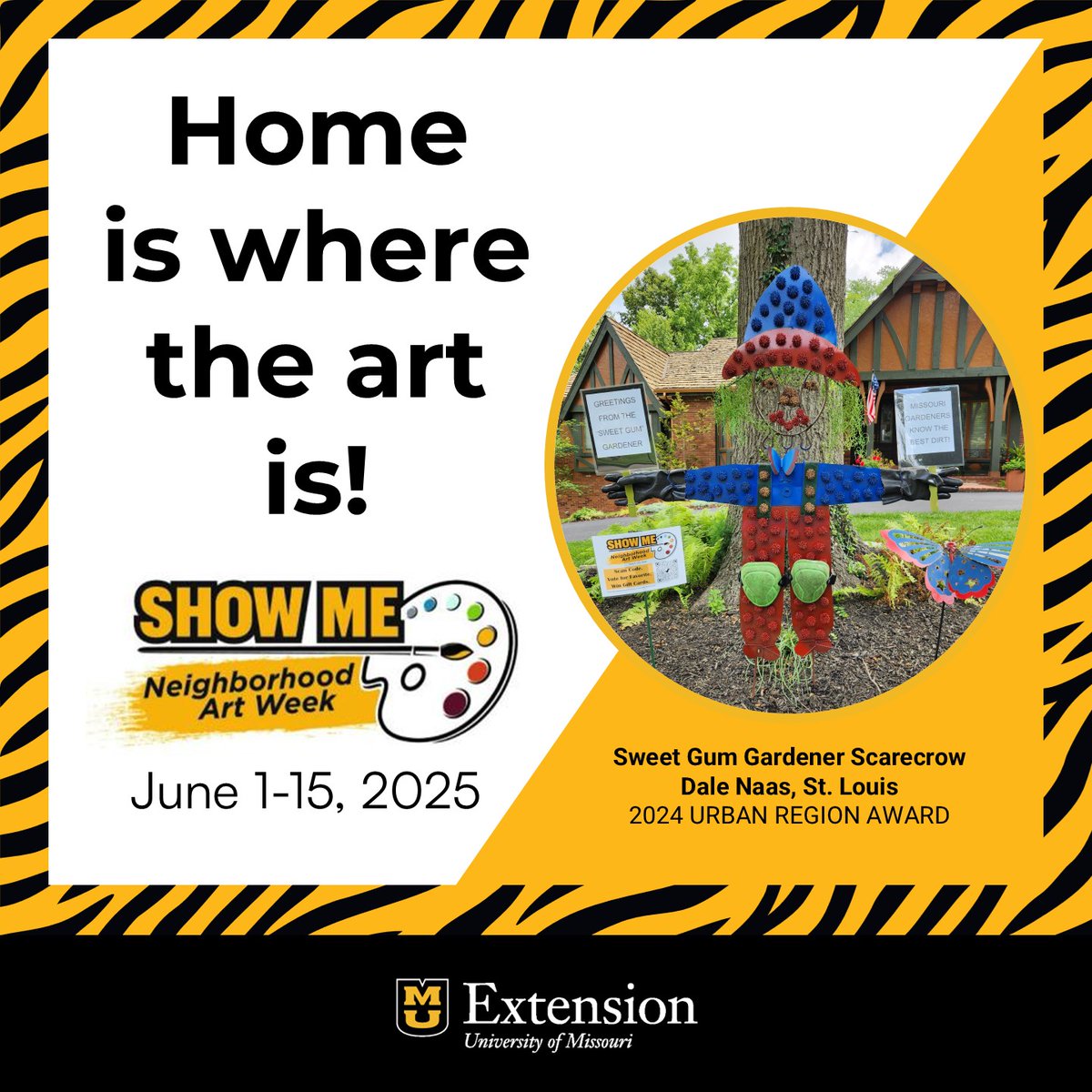 Personalize your house or neighborhood with art! There’s still time to participate in Show Me Neighborhood Art Week running June 1-15. Last year, Missourians beautified their communities all over the state. Keep the tradition going! Register your art now: web.cvent.com/event/150ce240…