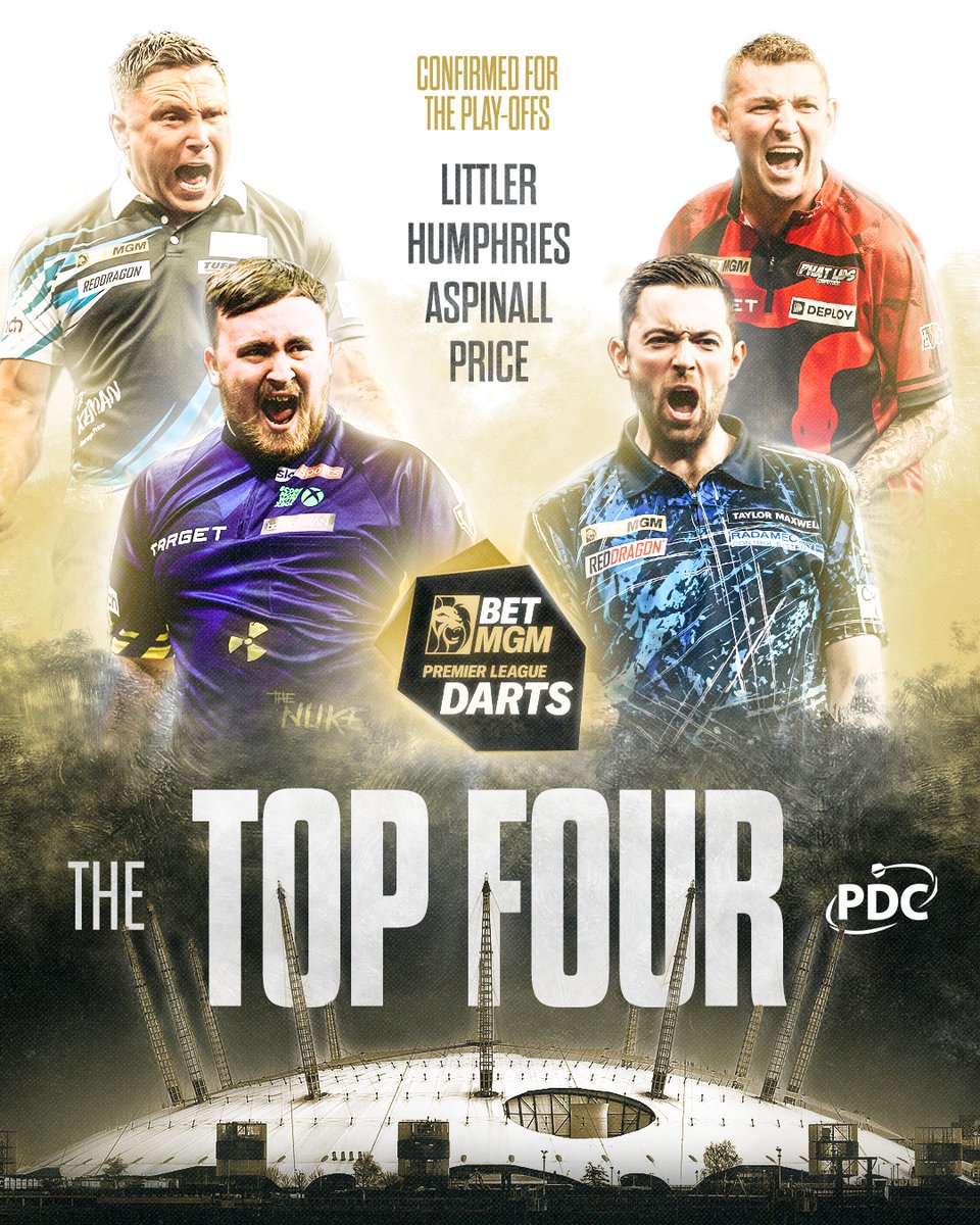 OfficialPDC's tweet image. The final four heading to The O2...

#PLDarts