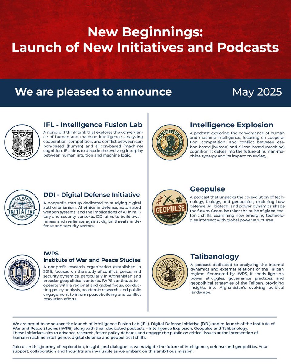 tamimasey's tweet image. We count on your support and blessings & welcome partnerships:
Intelligence Fusion Lab (IFL)
intelligencefusionlab.org
Digital Defense Initiative (DDI)
ddisheild.org
The Institute of War and Peace Studies (IWPS)
iwps.org.uk
Here is to new beginnings!🚀🤲🏻