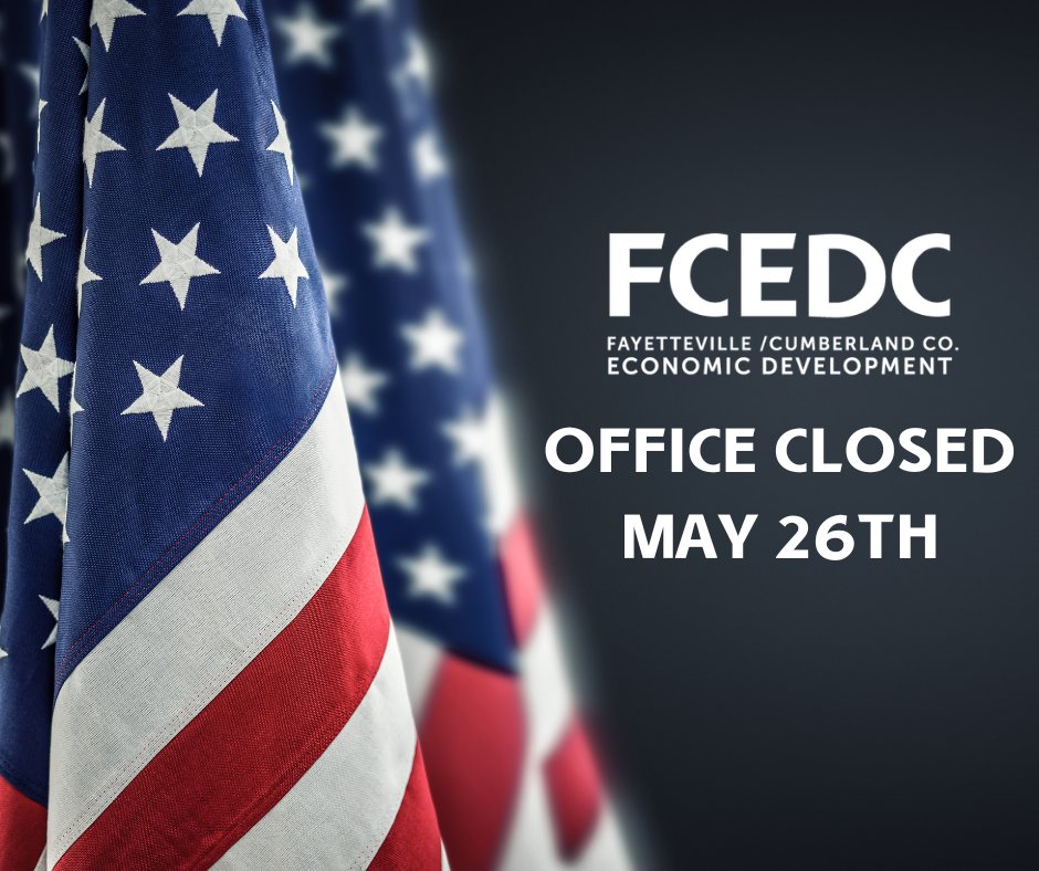 The FCEDC office will be closed on Monday, May 26th, in observance of Memorial Day. We will return to normal business hours on Tuesday, May 27th, at 8:30 a.m.
