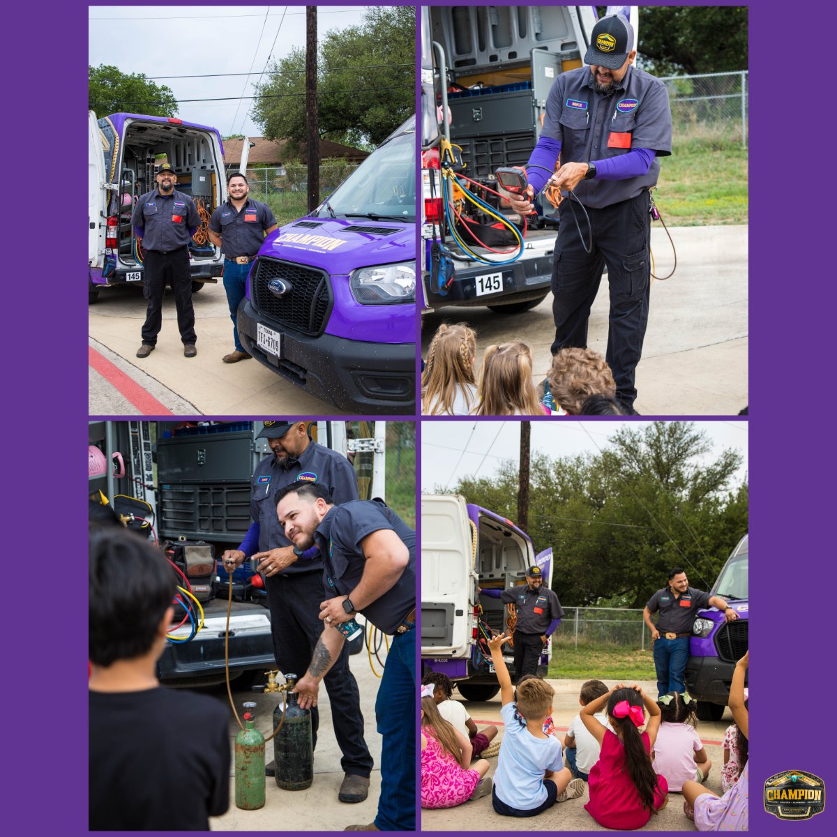 ChampionAC's tweet photo. We got to participate in the Careers on Wheels event at GFES in #NBTX Our #HVAC techs shared what it's like to work in the trades &amp; gave students a tour of our service vehicles. It was fun to introduce the next generation to jobs that keep our communities comfortable! https://t.co/dMqYbsJ9mk