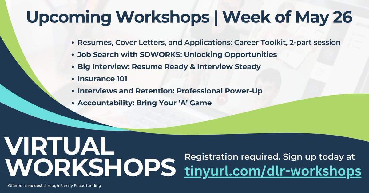 Memorial Day Weekend marks the unofficial start of summer - and a great time to invest in yourself. ☀️

Our virtual workshops make it easy to build career and financial skills that benefit you all year long.

💻Sign up today at tinyurl.com/dlr-workshops.